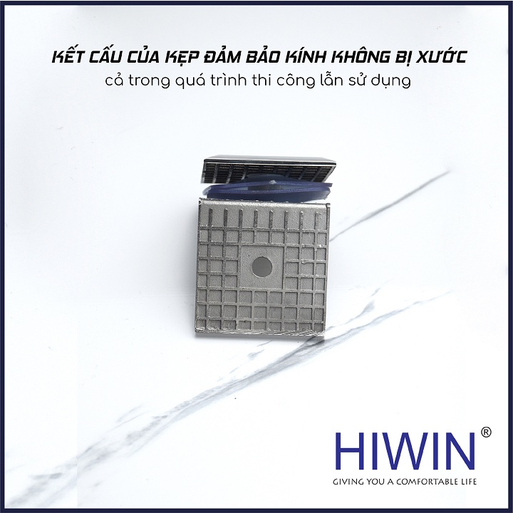 Kẹp định vị cabin tắm 90 độ kính tường cạnh vát chất liệu inox 304 mặt gương HIWIN FC-2082
