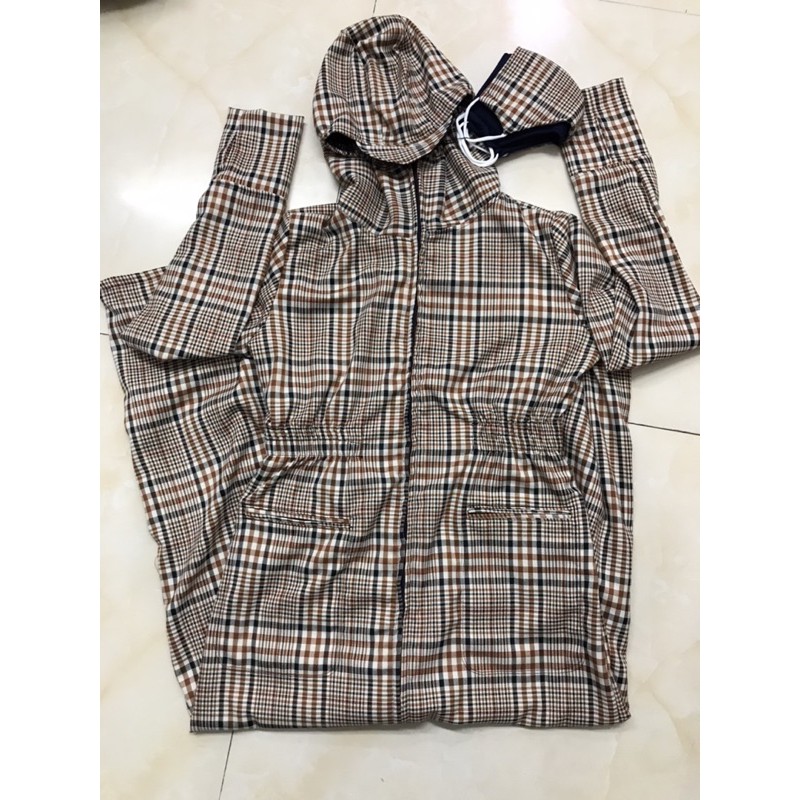 Áo cotton kẻ 2 lớp choàng dài toàn thân chống tia uv loại 1.