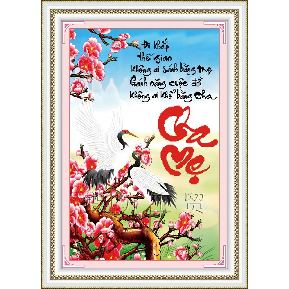 Tranh thêu chữ thập Cha Mẹ KT:45x65cm