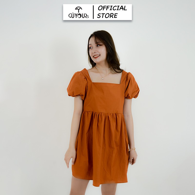 [TẶNG QUÀ KẸP TÓC ] Đầm tay phồng Babydoll GUYOURs thiết kế cổ vuông dáng xòe cute freesize GUV111 | BigBuy360 - bigbuy360.vn