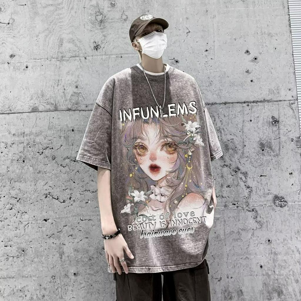 Áo Thun Tay Ngắn Dáng Rộng In Chữ Phong Cách Hip Hop Thời Trang Mùa Hè Cho Nam Giới Có 5 Màu Size M-5XL