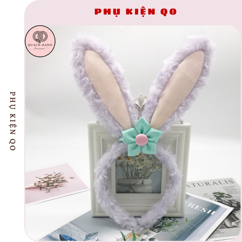 Bờm tai thỏ siêu dễ thương, băng đô tai thỏ lông vũ hot tiktok phong cách Hàn Quốc - Phụ Kiện Tóc QO BOM22