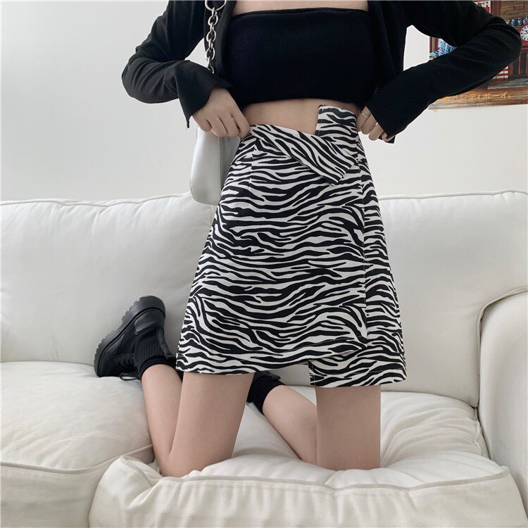 Chân Váy Nữ Ngắn Chữ A Cạp Lệch Ngựa Vằn/ Da Báo Cực Chất CV02 | BigBuy360 - bigbuy360.vn