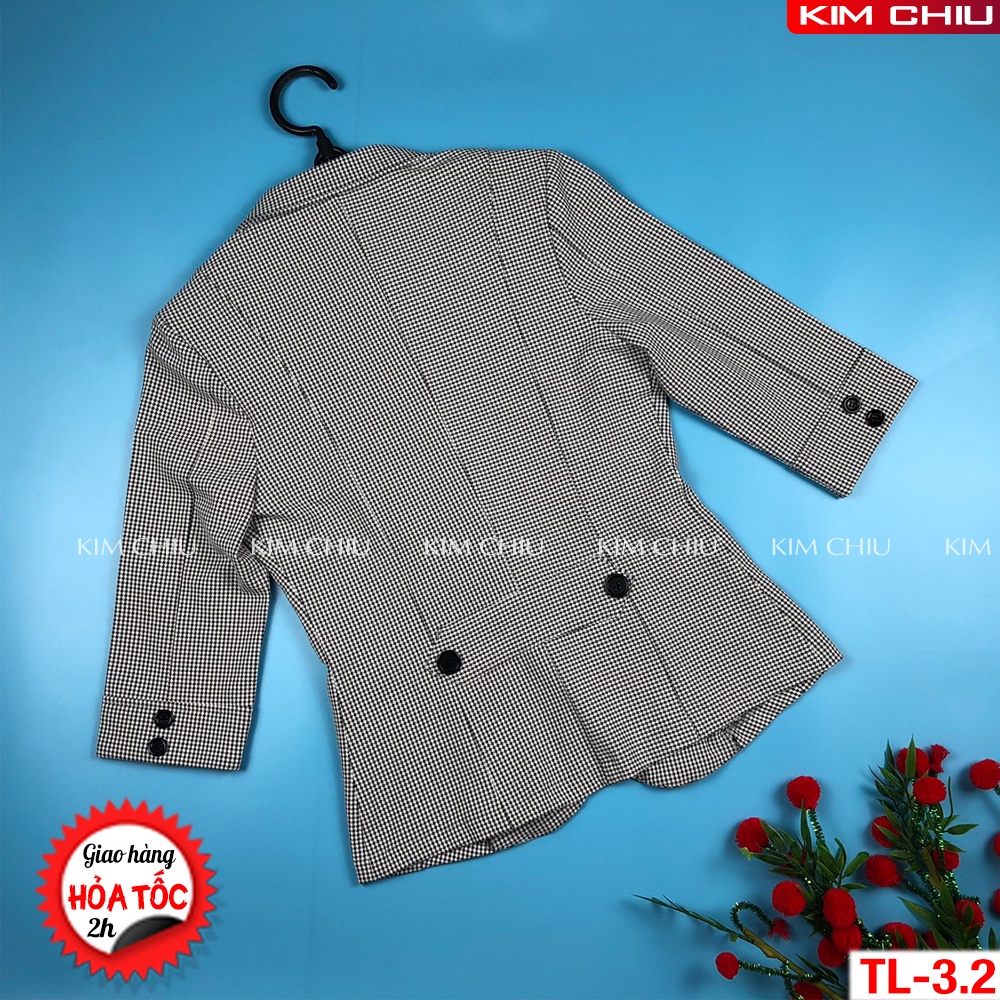 Áo Vest Nữ Công Sở Kim Chiu Kẻ Caro Nhí Cao Cấp Tay Lỡ Form Đẹp [ĐỔI TRẢ THOẢI MÁI] VTL-3.2