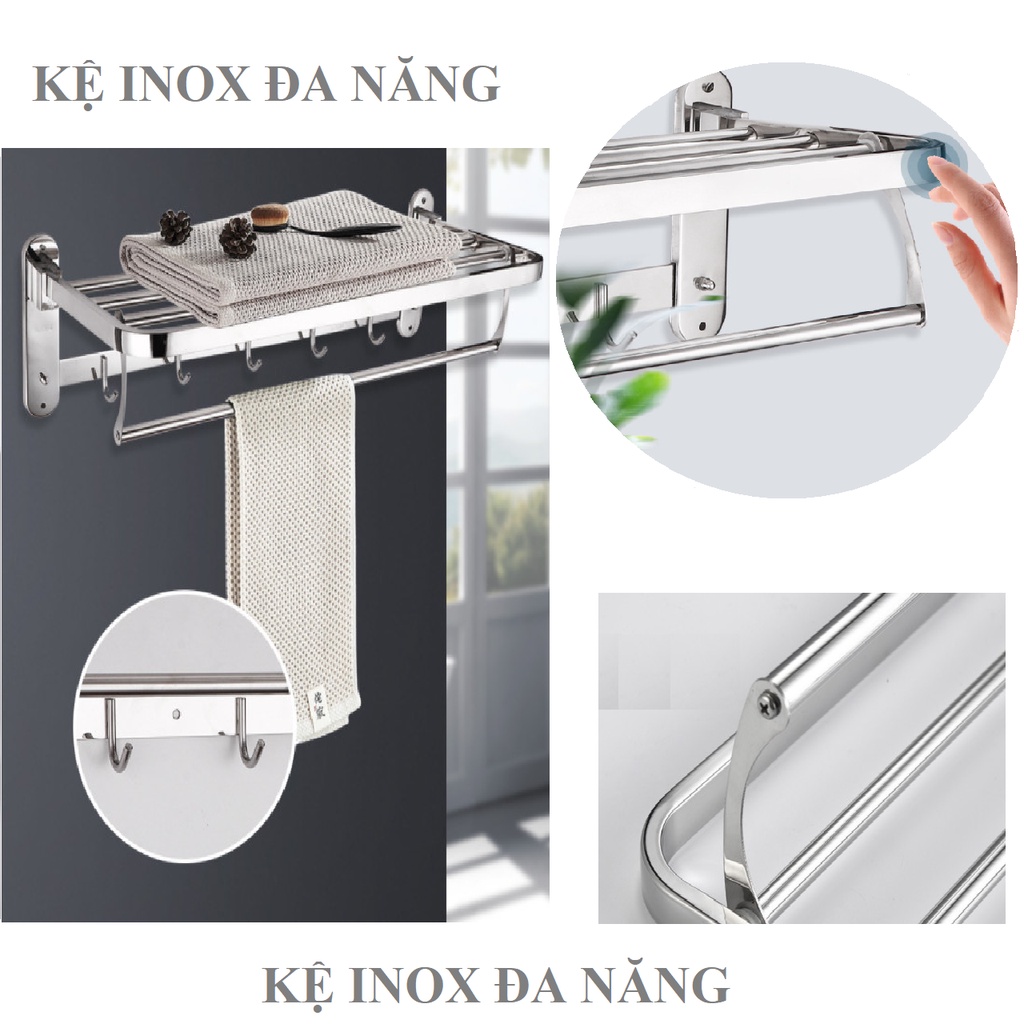 Kệ Treo Khăn Tắm Đa Năng Chất Liệu Inox Siêu Bền - Kệ Inox Treo Khăn Tắm Đa Năng Kích Thước 60x24x17cm