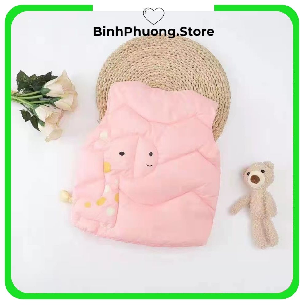 Áo Phao Cho Bé, Áo Khoác Gile Phao Cho Bé Gái Trai Hình Hươu Cao Cổ Phong Cách Hàn Quốc 1 2 3 4 tuổi BinhPhuong.Store