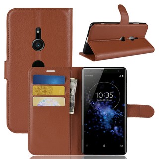 Ốp Lưng Da Nắp Gập Sang Trọng Có Ví Đựng Thẻ Và Giá Đỡ Cho Sony Xperia XZ3 8 Màu