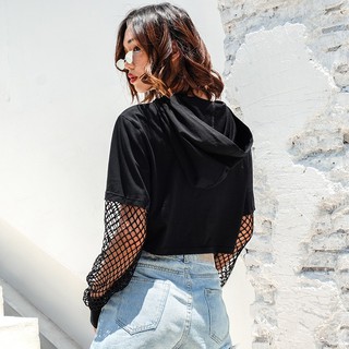Áo Croptop Tay Dài Phối Lưới