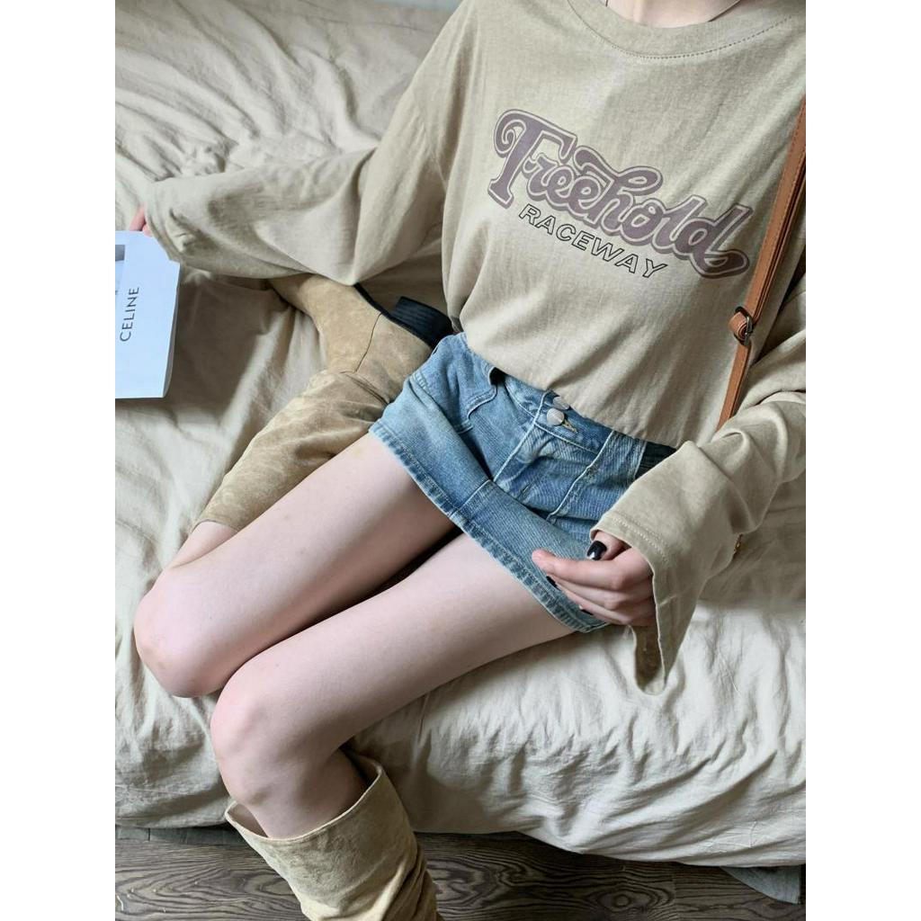 Chân Váy Denim Phối Nút Đôi Lưng Cao Phong Cách Retro Cá Tính 63792