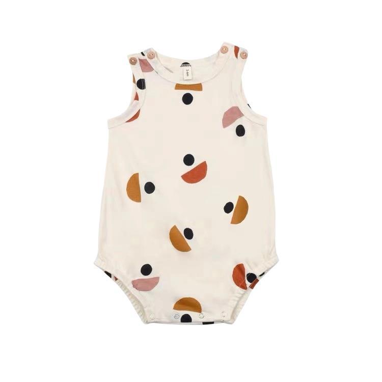 Bộ Áo Liền Quần Sát Nách Vải Cotton Thời Trang Mùa Hè Cho Bé Sơ Sinh