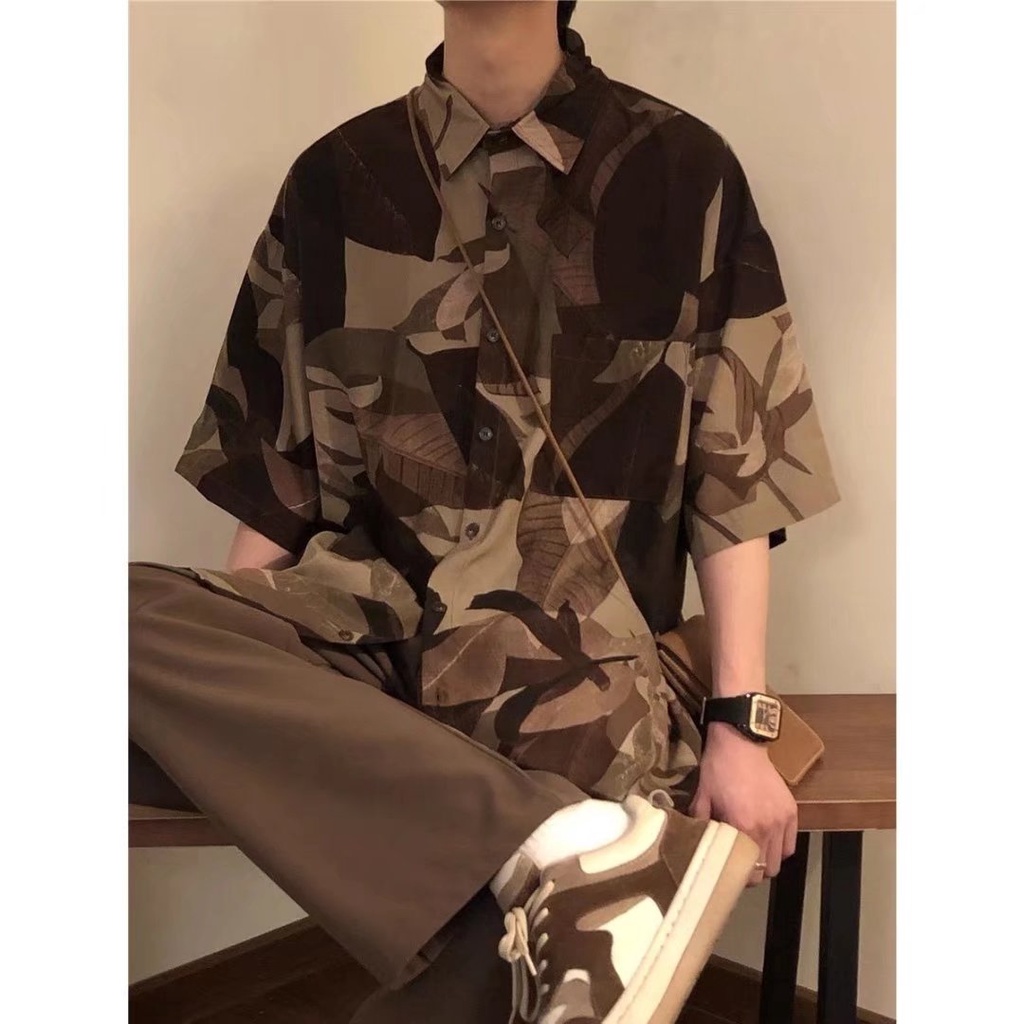 Áo Sơ Mi Ngắn Tay Phong Cách Harajuku Mới Mẻ Đơn Giản Trẻ Trung Dành Cho Nam