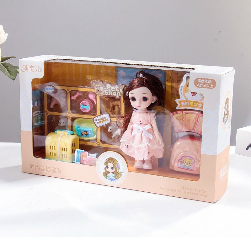 Bộ Đồ Chơi Búp Bê [ FreeShip ] Kèm Phụ Kiện Xe Đẩy - Xe Đạp Thú Cưng Xinh Xắn Cho Bé Gái Sóc_toystore