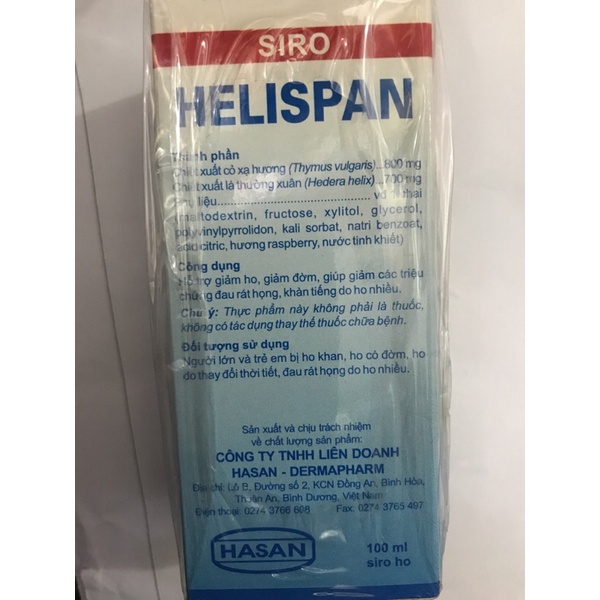 Siro ho cảm thảo dược Helispan