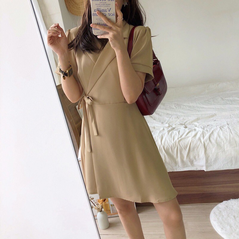 [ CÓ ẢNH THẬT ] VÁY ĐŨI CỔ VEST CỘT EO | BigBuy360 - bigbuy360.vn