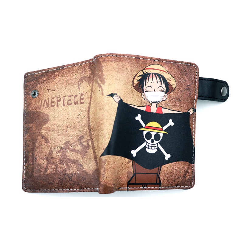 Ví Ngắn Gập Đôi In Hình Cờ Đầu Lâu Cướp Biển Luffy One Piece