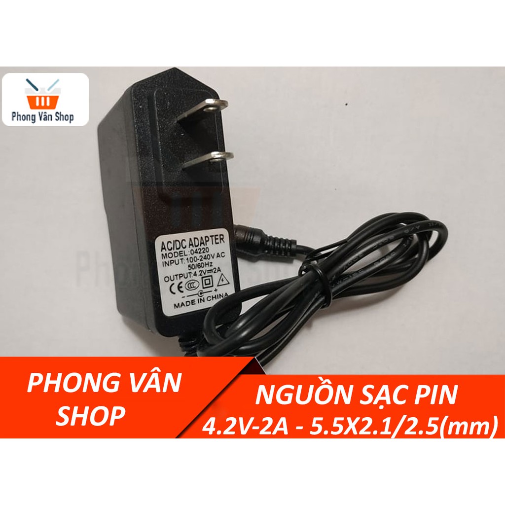 Nguồn Adapter Sạc 4.2v 2a 5.5x2.1-2.5mm có led báo sạc