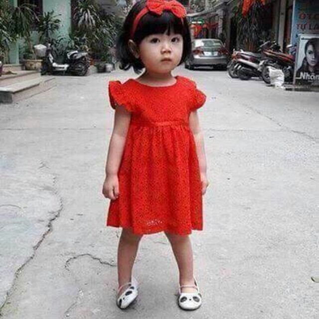 Váy ren đỏ HM sz 80-112cm
