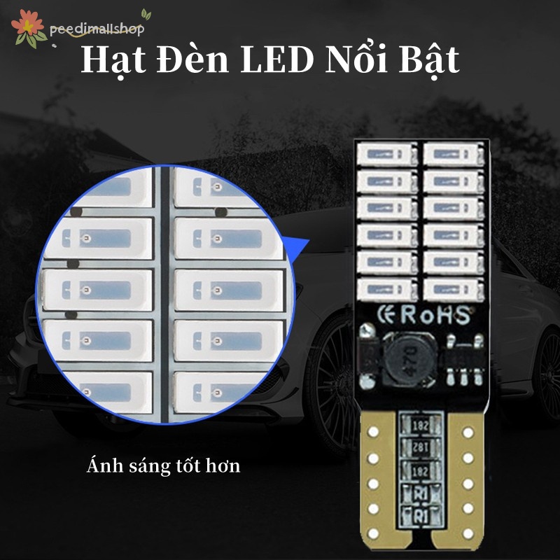 Đèn LED T10 W5W 24smd 4014 Gắn Biển Số Xe Hơi  chuyên dụng cho ô tô T10 LED hiển thị ánh sáng rộng dủ 7màu sắc