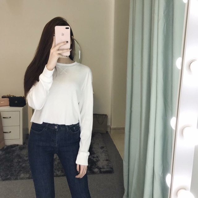 Áo crop F21 tay dài