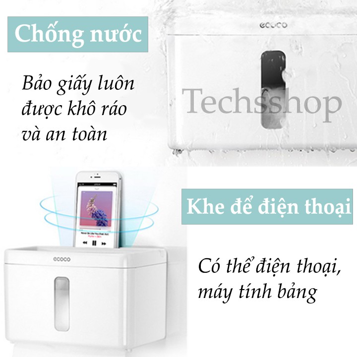 Hộp giấy vệ sinh ecoco e1613 dán tường hình chữ nhật có khe để điện thoại