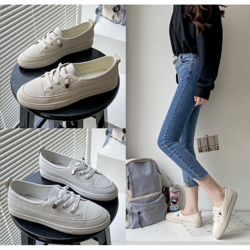Xả hàng_ Giầy thể thao nữ/ slip on nữ dây rút hè lót có chữ