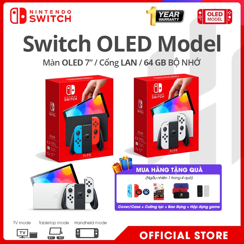 Máy Nintendo Switch Oled Model 2022 chơi game cầm tay bộ nhớ 64GB màn hình OLED 7inch giá rẻ 2 màu Neon/White trắng