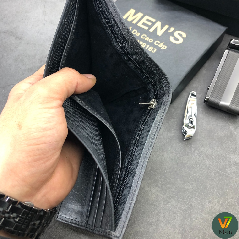 Ví Nam Da Bò Thật 100% Đốt Không Cháy,Bóp Nam BH 12 tháng