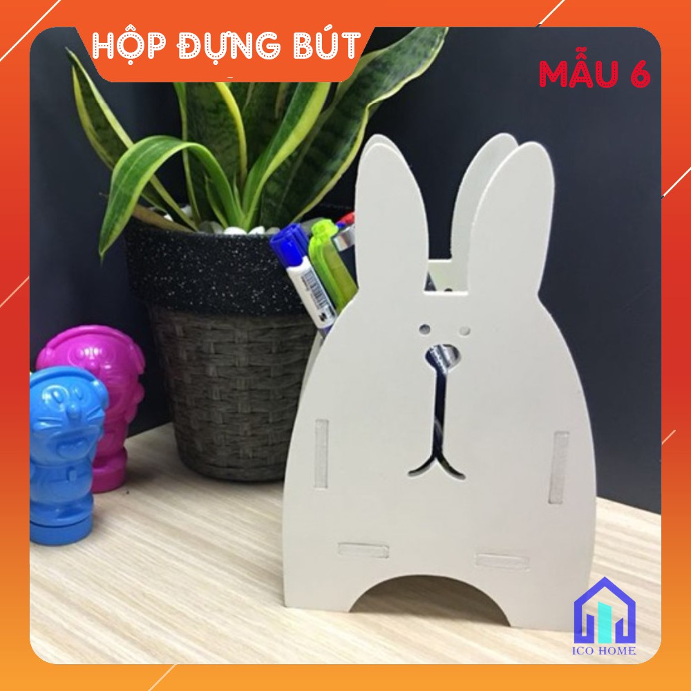 Hộp đựng bút, khay đựng bút hình các con vật cute dễ thương, đẹp, màu trắng