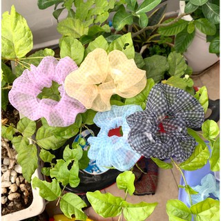 Cột tóc vải scrunchies caro nhí