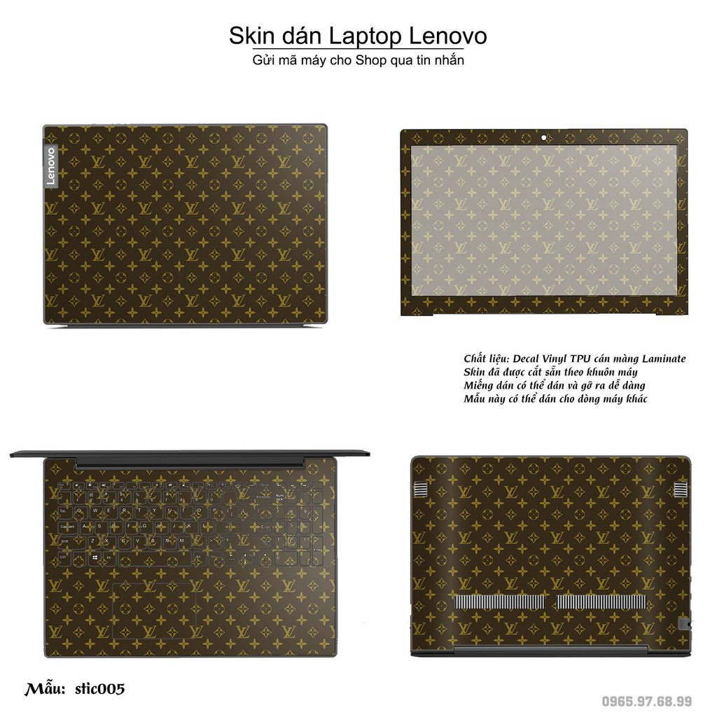 Skin dán Laptop Lenovo in hình Hoa văn sticker (inbox mã máy cho Shop)