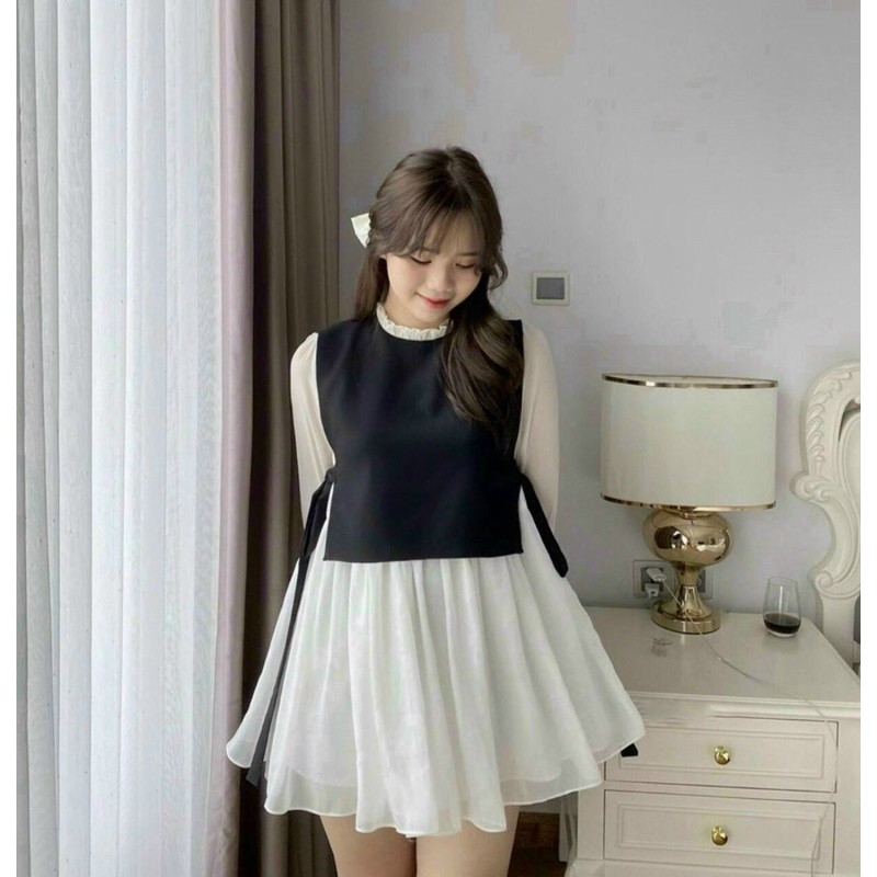 ĐẦM TRẮNG CỔ BÈO PHỐI GILE - Shmily.store