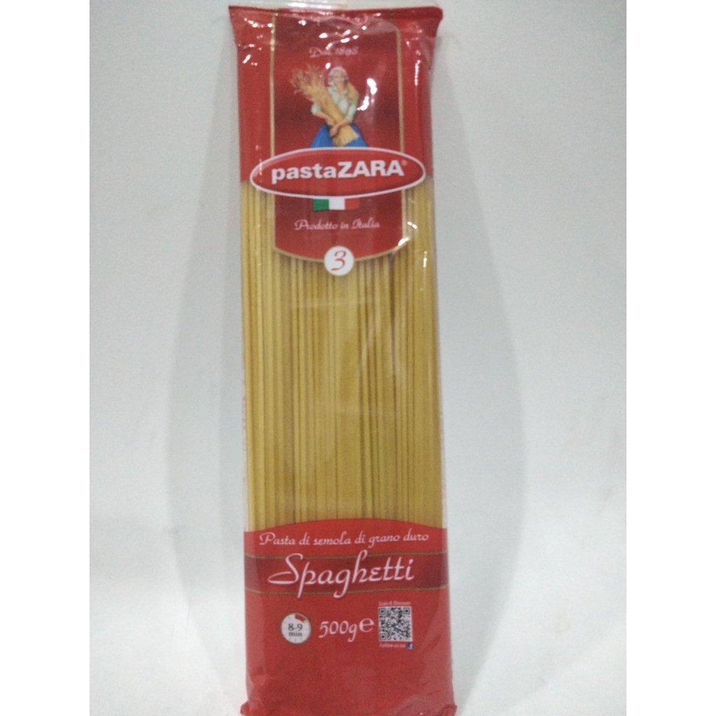 Mì ý spaghetti số 3 hiệu Pasta ZARA, gói 500g