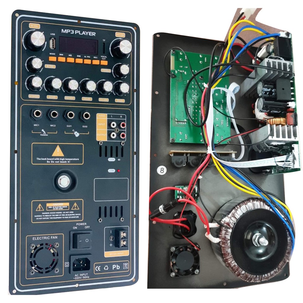 Bo Mạch Loa Kéo Nguồn Xuyến đánh Bass 4 tấc đôi, 5 Tấc đơn Mạnh Mẽ có Reverb DSP 25, kích thước 21 * 38