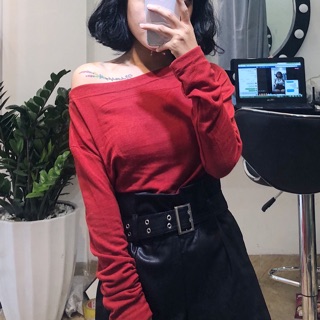 Áo trễ vai len
