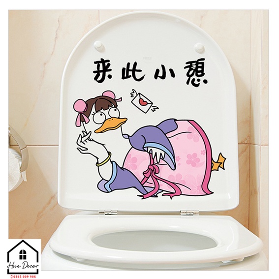 Trang trí toilet bồn cầu dân chơi Vịt hài hước sẵn keo , siêu bền