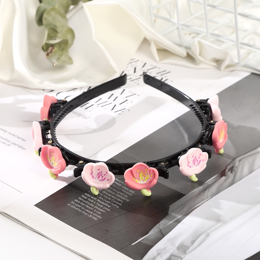 Băng Đô Cài Tóc Bằng Nhựa Đính Hoa Thời Trang Hàn Quốc Cho Nữ