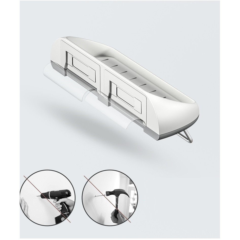 Kệ Nhà Tắm Để Đồ Có Thanh Nhôm Treo Khăn OENON Lắp Đặt Dán Tường Cao Cấp