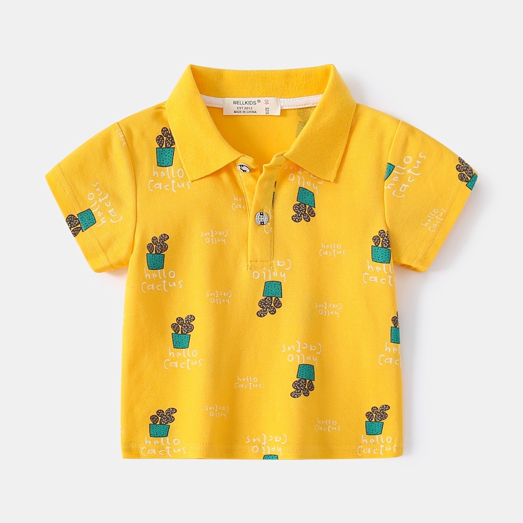 Áo Polo cho bé WELLKIDS hoạ tiết chất cotton hàng xuất Âu Mỹ Mẫu Mới