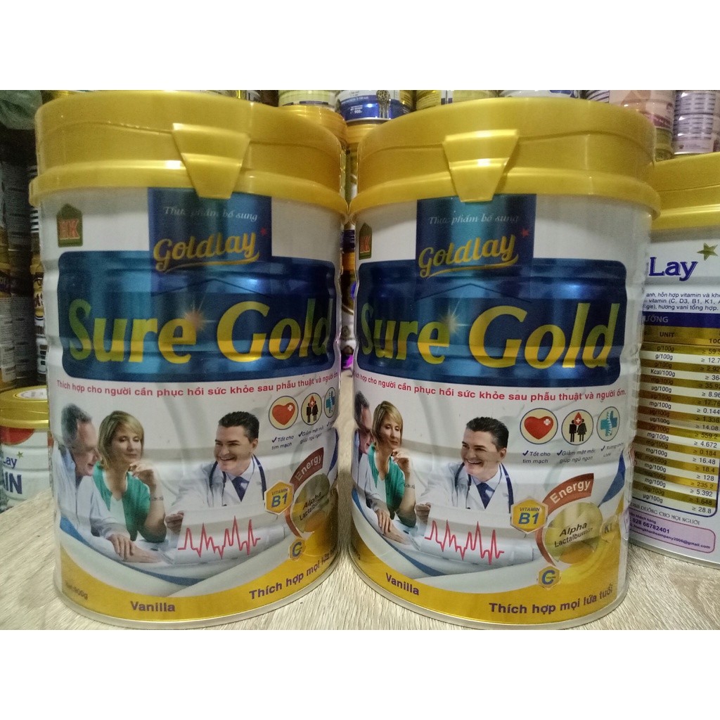 (Mẫu mới) Sữa Goldlay Sure Gold dinh dưỡng đặc biệt 900g giúp phục hồi sức khỏe, người già ăn uống kém