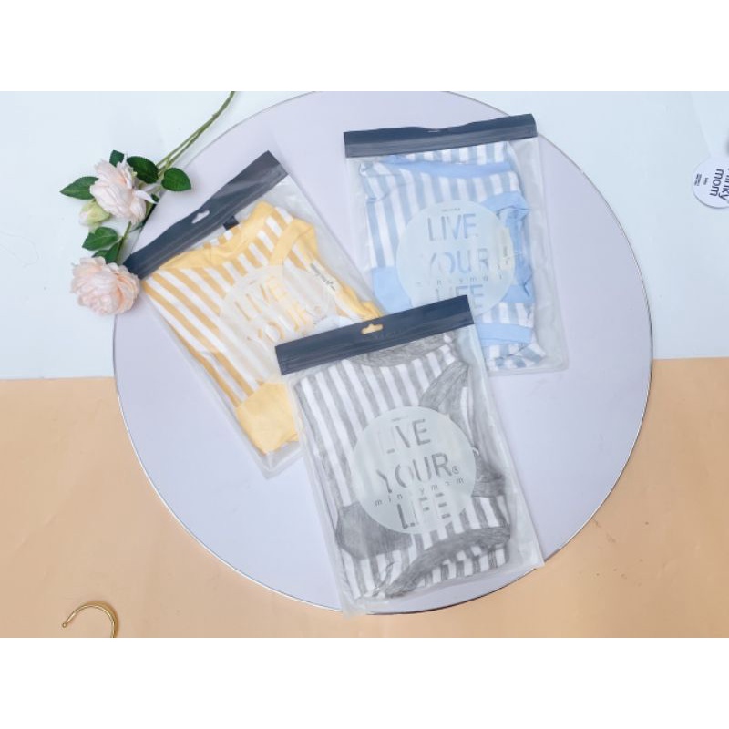 Bộ ba lỗ chip thun lạnh sọc dệt Minky Mom cho bé từ 5-17kg