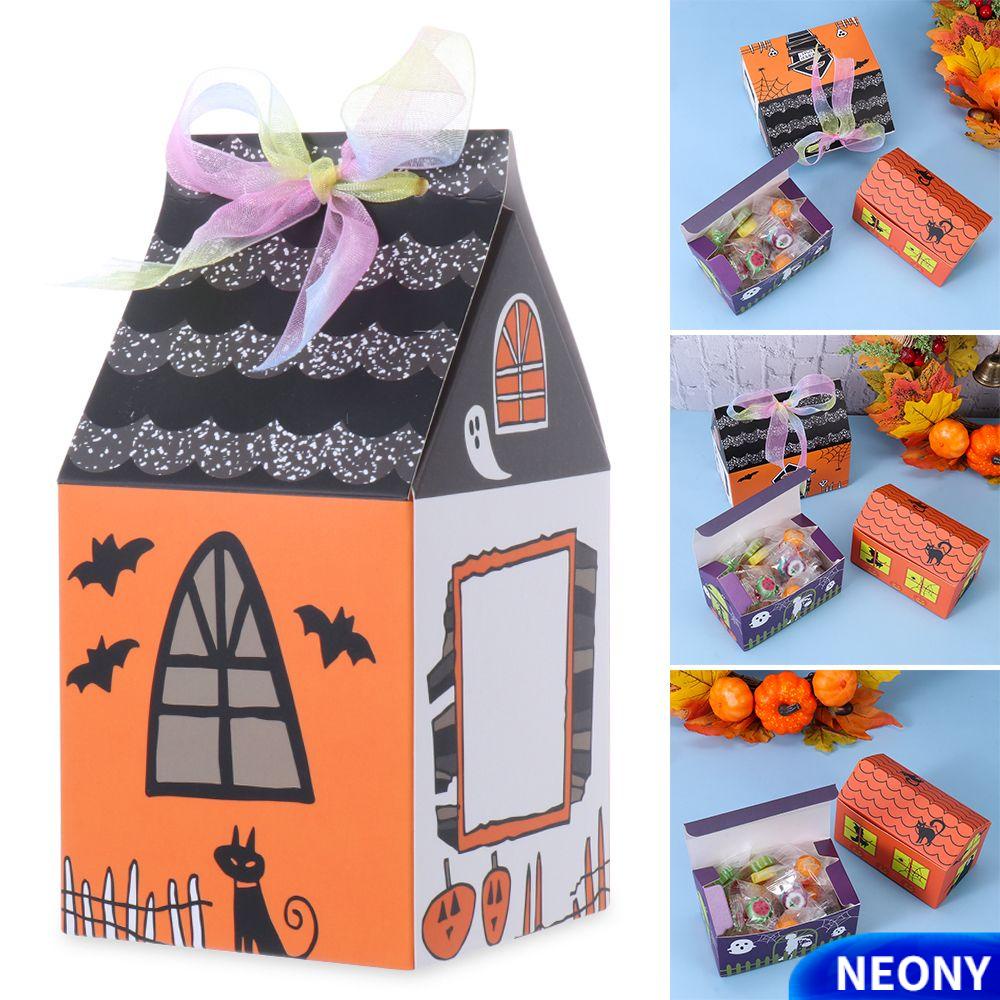 NEONY 1/5Pcs DIY Halloween Candy Box Home Decor Folding Cookie Package Halloween Party Decoration New Gift Box Party Supplies Snack Food Packing