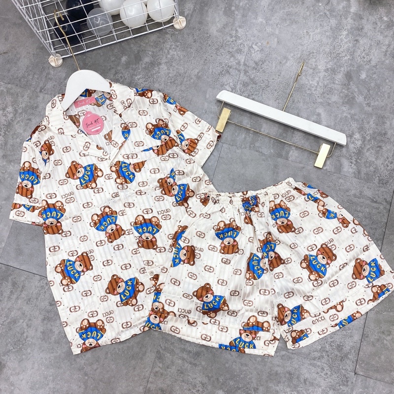 Bộ Pijama Bộ Ngủ Mặc Ở Nhà Chất Lụa kẻ Mặc Dễ Chịu Thoáng Mát Hàng Thiết Kế Cao Cấp