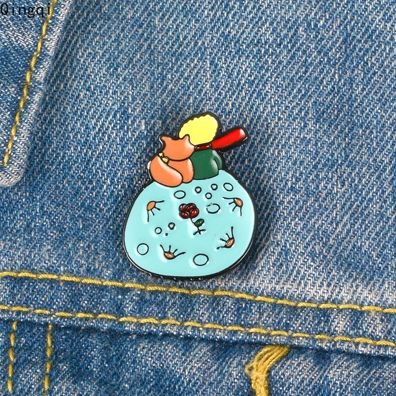 Trâm cài áo Miss Zoe họa tiết hoạt hình hoàng tử bé và chú cáo nhỏ nhiều màu sắc dùng làm quà tặng cho bạn bè