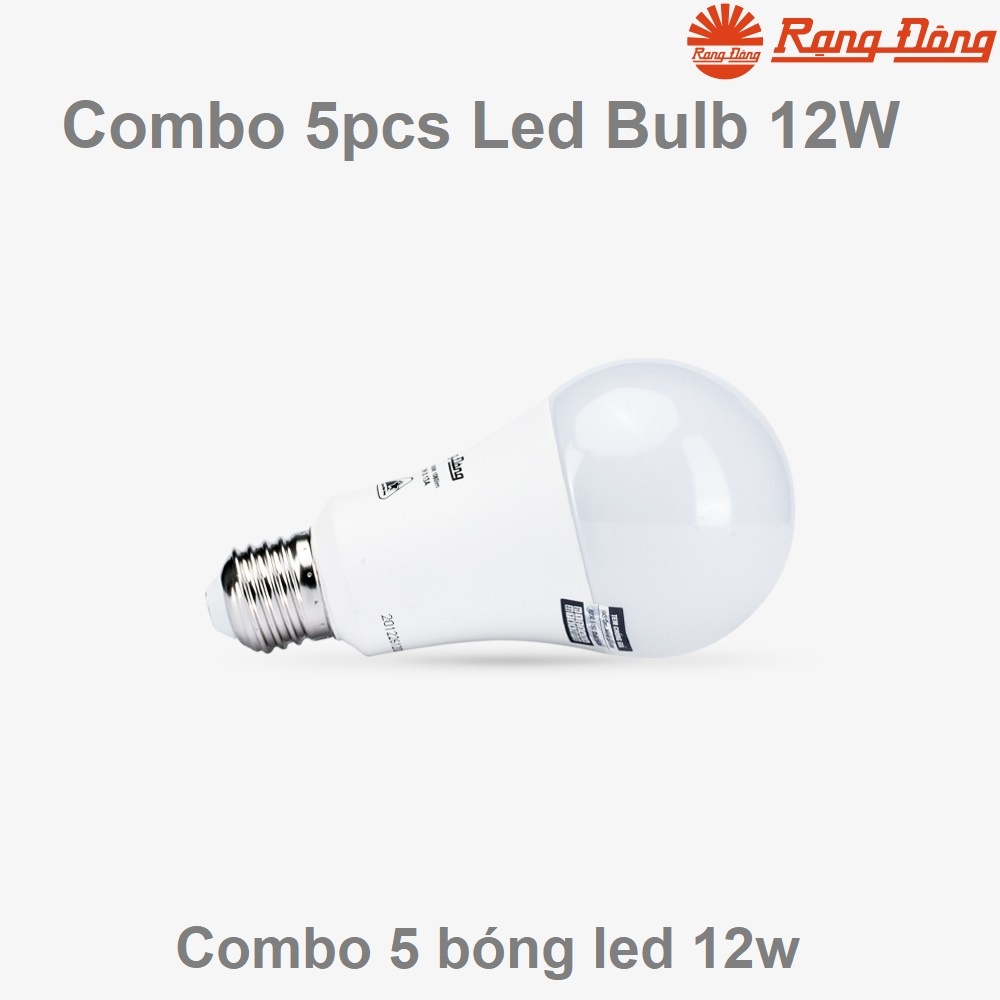 Combo 5 bóng đèn led tròn 12w Rạng Đông
