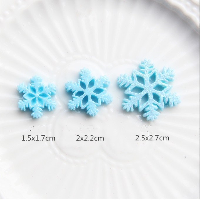Mẫu charm bông tuyết xanh cho các bạn trang trí vỏ điện thoại, dán Jibbitz, kẹp tóc, DIY