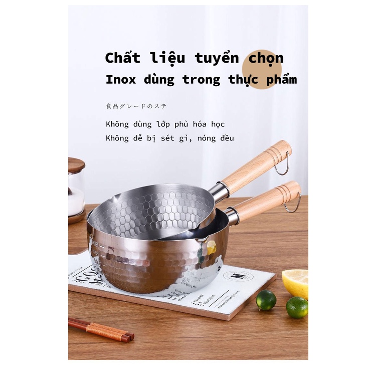 Nồi mì  inox gia dụng nồi nhỏ cho em bé nồi nấu mì ăn liền 304/430 chảo tuyết Nhật Bản nồi nấu canh súp của nhà sản xuất hàng có sẵn