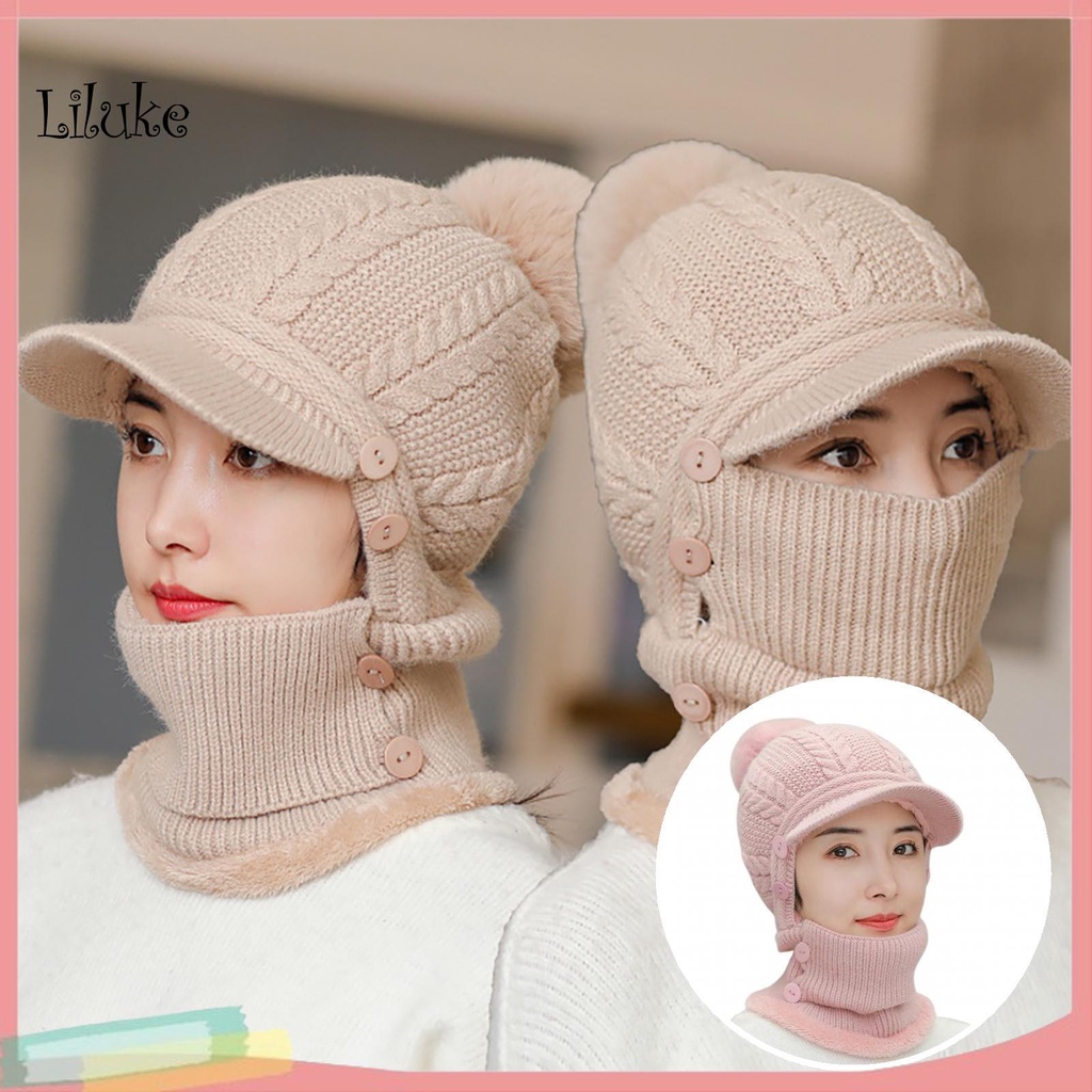 Mũ Beanie Dệt Kim Màu Trơn Thời Trang Cho Nữ