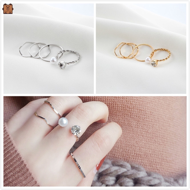 Bộ nhẫn đeo khớp ngón tay kiểu dáng thời trang thanh lịch phong cách Hàn Quốc cho nữ