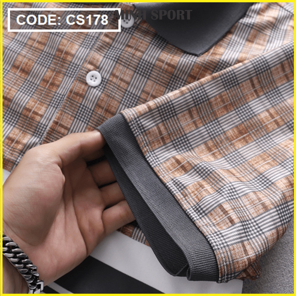 Áo Thun Polo Nam Ngắn Tay Cổ Bẻ Phối Sọc Ngang, Chất Vải Thun Cá Sấu Poly Thái Co Giãn, Thấm Hút Mồ Hôi mã AO.41