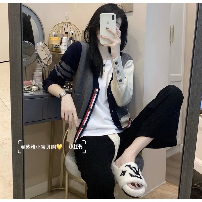 Áo cardigan THOM BROWNE 2 màu dài tay thu đông